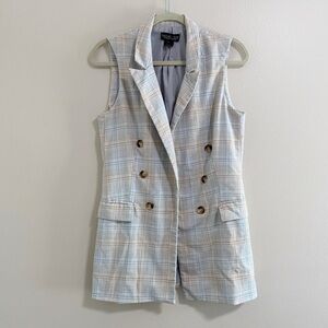 Rachel Zoe Sleeveless Grey Plaid Vest Size Small